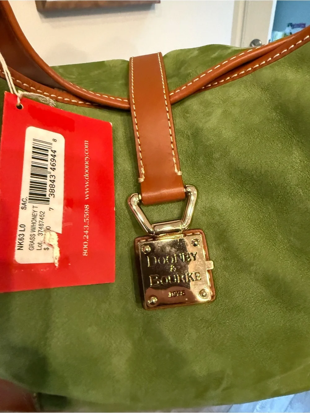 NWT Dooney & Bourke Green Suede Sac Shoulder Bag RARE $345 - Picture 5 of 9